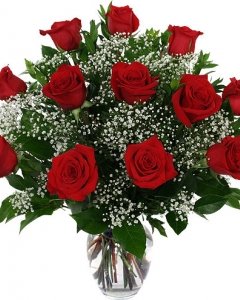 12 red vase