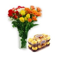 24 Mix Roses with 16 Pcs Ferrero